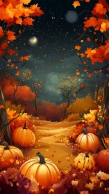 Autumn Night Harvest Landscape
