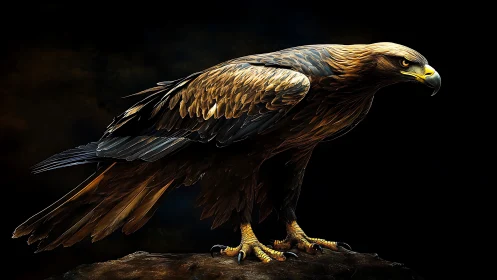 Majestic Golden Eagle Portrait in Dramatic Realistic Style.