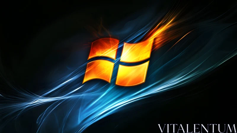 Fiery Windows Logo with Abstract Light Streaks Digital Art. Fiery Windows Logo with Abstract Light Streaks Digital Art.