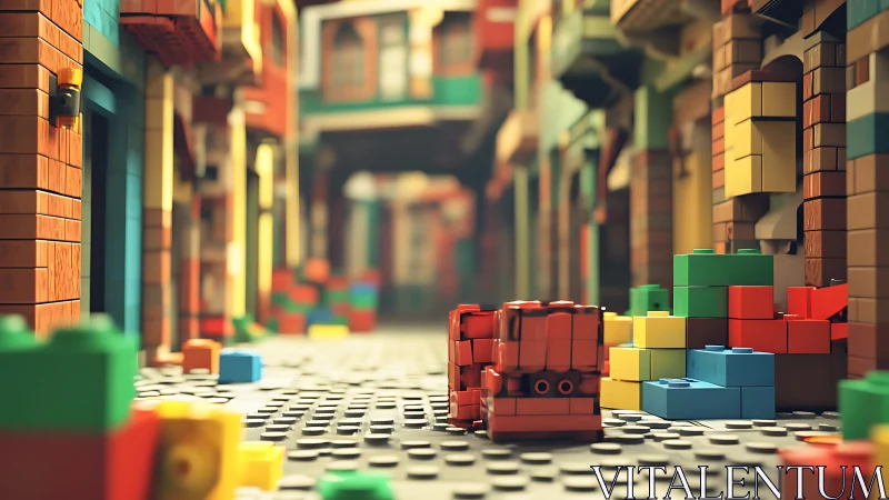 Colorful LEGO Street: Vibrant Brick Urban Scene With Depth.