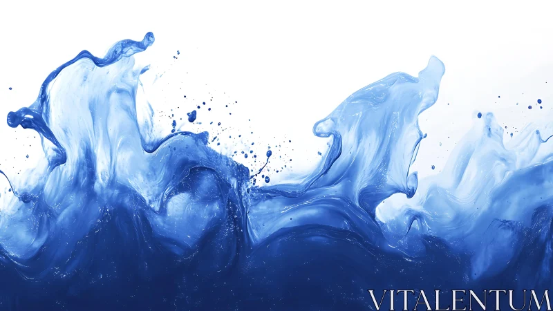 Abstract Splash of Blue Water on White Background, Digital Art.
