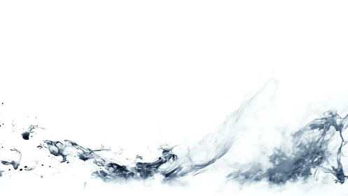 Ink tide climbing the horizon of a near-silent white sky.