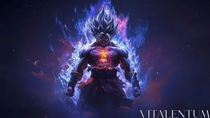 Ultra-energized anime warrior with bi-chromatic plasma aura