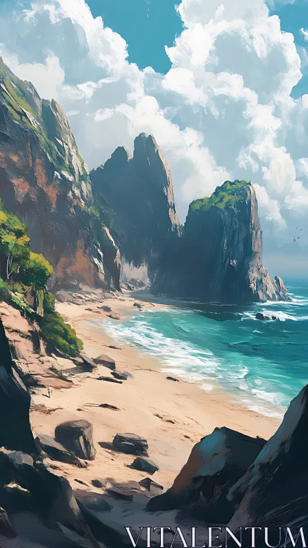 Towering Cliffs Meet Turquoise Dreams.