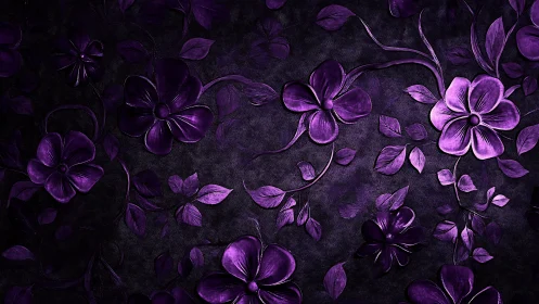 Purple Flowers on Dark Textured Background