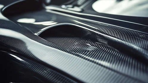Macro detail of carbon fiber automotive bodywork under gloss