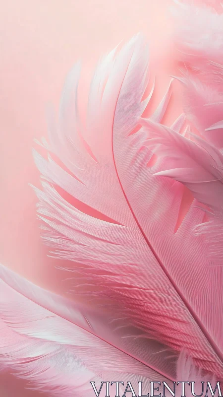 Soft blush feathers resting in a dreamy pastel glow.