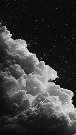 Midnight clouds drift softly into a star-sprinkled sky