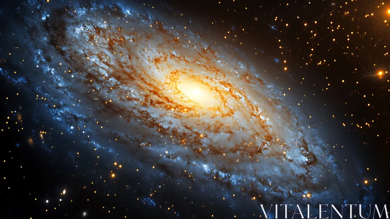Spiral galaxy with bright core in deep star-filled space.
