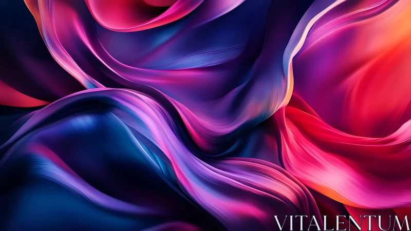 Fluid ribbons of neon color flow in a luminous abstract wave