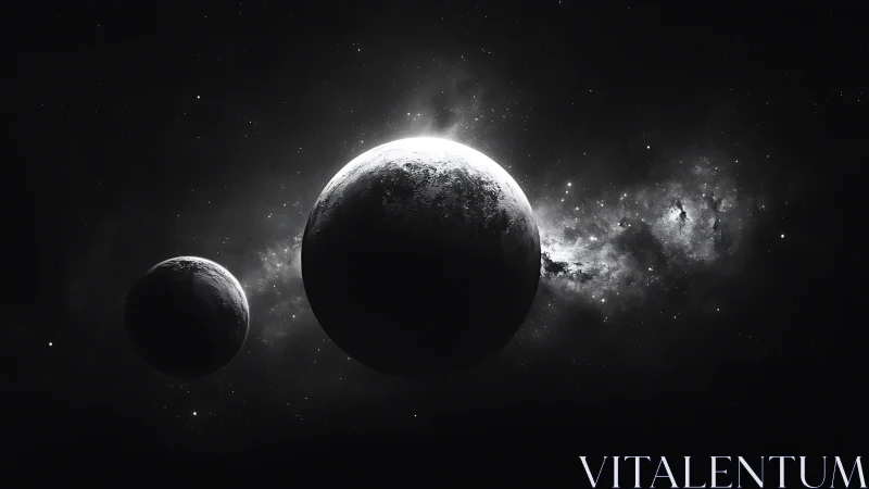 Dual planetary silhouettes in high-contrast cosmic backlight.