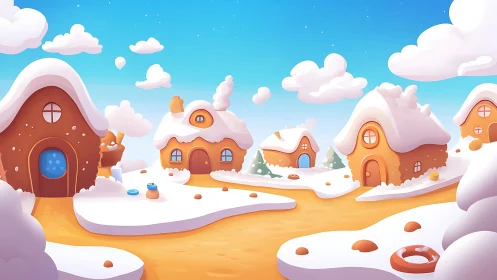 Sugary snowdrifts cradle cozy gingerbread cottage dreams