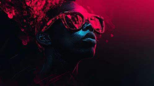 Neon-lit portrait renders futuristic profile in vivid contrast