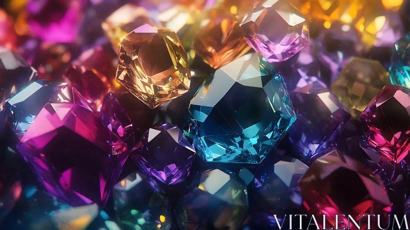Colorful faceted gemstones clustered in vibrant closeup.