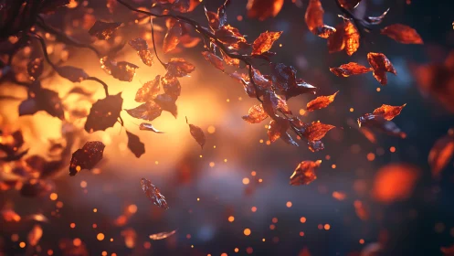 Cinematic autumn foliage with luminous bokeh backlighting.