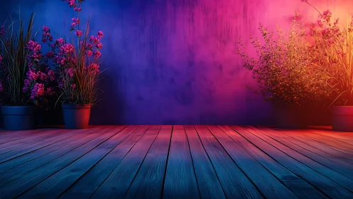 Glow-kissed patio with dreamy flowers and evening light.