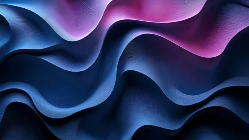 Undulating neon waves flow through layered blue folds.