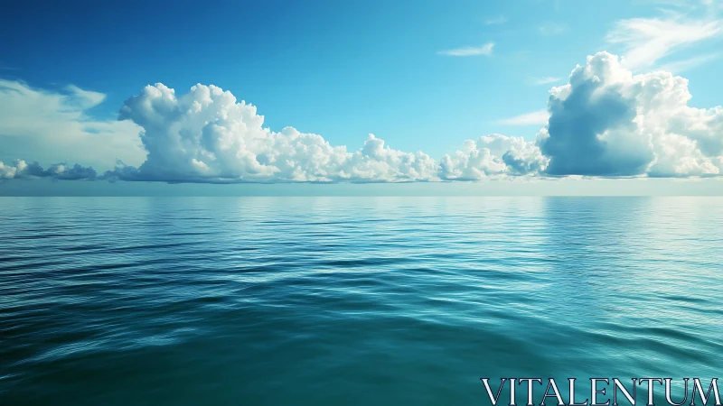 Calm turquoise ocean stretches beneath vast glowing clouds