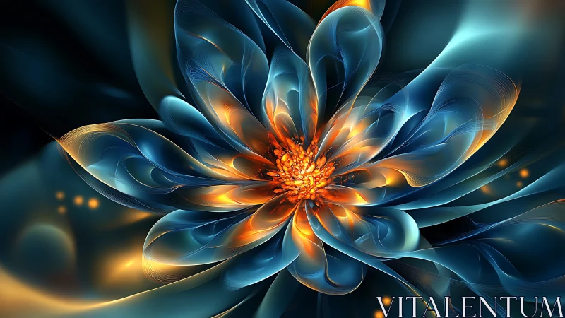 Digital abstract floral structure shows layered luminous forms