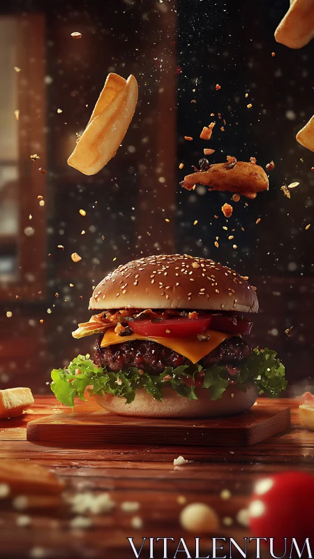 Gravity forgets the fries while the hero burger takes center stage