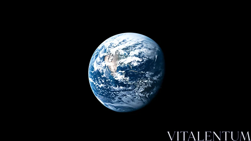 Planet Earth floats in deep black space with stark contrast