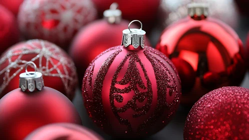 Scarlet ornament chorus shimmering in festive twilight.