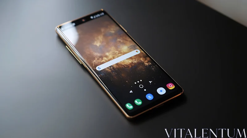 Smartphone displaying customized interface with widget applications arranged on home screen