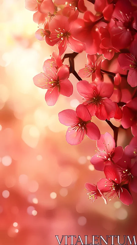 Blossoming Warmth: Red Flowers Dancing in Sunlight.