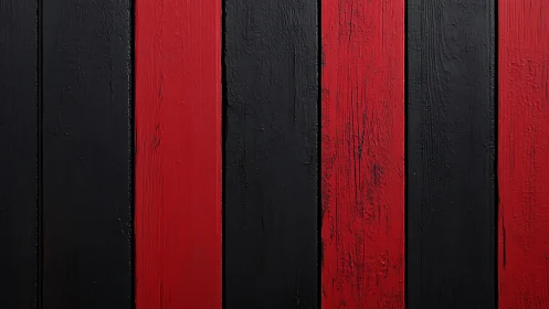 Vertical red and black painted wooden plank surface pattern.
