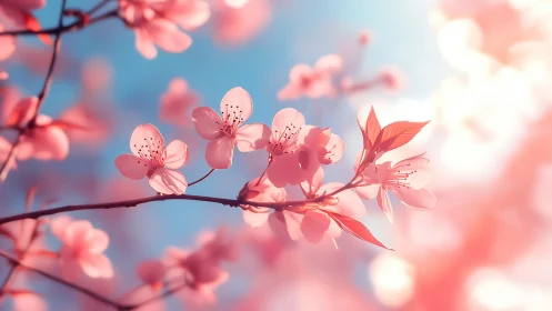 Spring Blossoms Backlit: Soft-Focus Botanical Study.