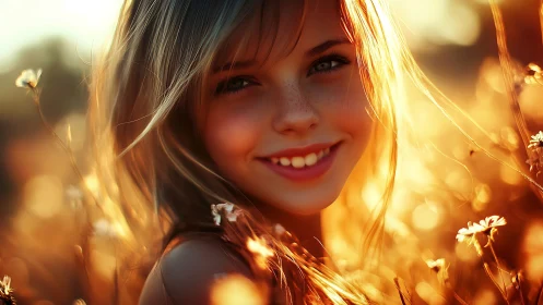 Golden Hour Portrait with Backlit Hair and Bokeh Depth