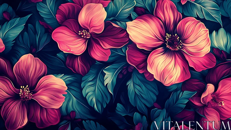 Blooms in Twilight: Fuchsia Petals Dance Through Shadows