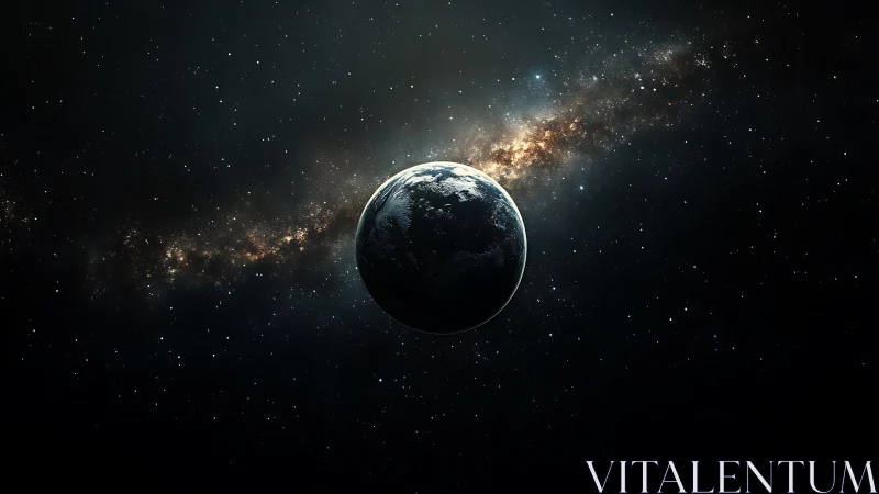 Quiet blue planet drifting beneath a river of starlight.