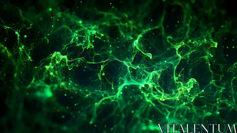 Glowing Green Abstract Neural Network in Digital Art Style.