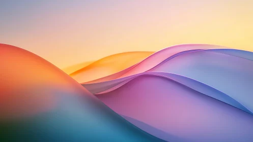 Curved translucent color waves form layered digital landscape