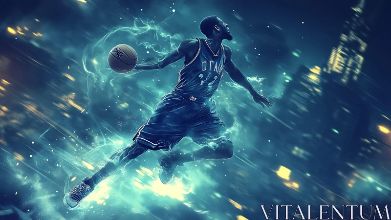 Streaks of neon storm lift the soaring night baller skyward