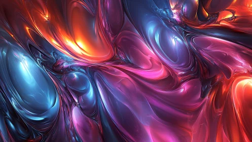 Chromatic fluid topology with luminous refractive gradients.