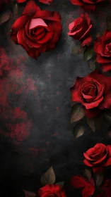 Velvet Crimson Blooms Against Charcoal Decay.