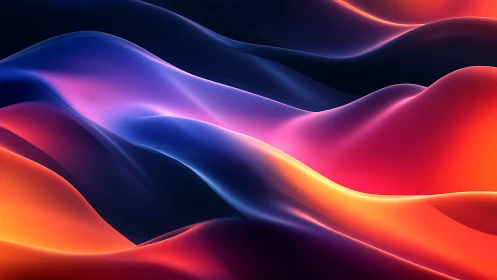 Luminous gradient waves flow across abstract digital landscape