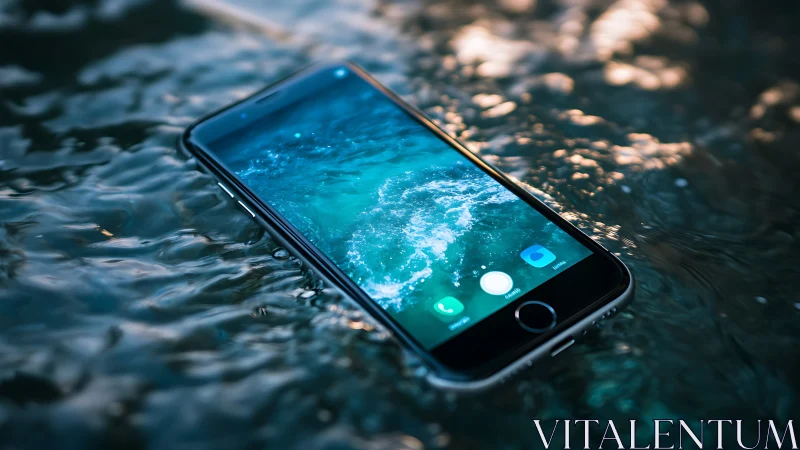 Waterproof Phone Floating Peacefully in Crystal Blue Water