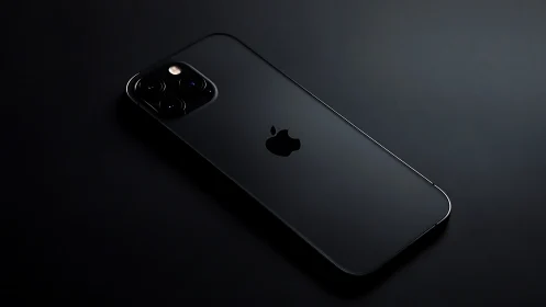 Premium black smartphone with quad-lens camera system on dark gradient