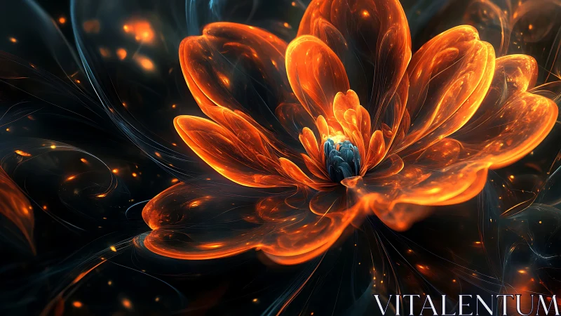 Luminous fractal blossom renders molten petals in deep space