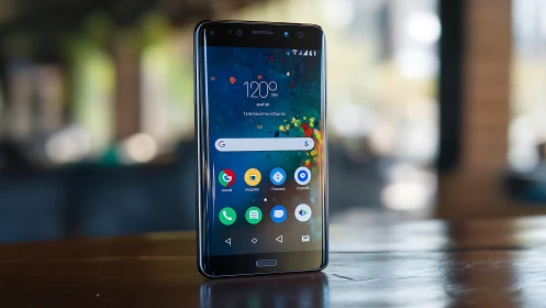 Android smartphone homescreen displaying customized application interface layout.