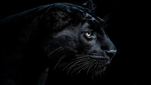 Black Panther Portrait: Piercing Golden Eyes Against Darkness.