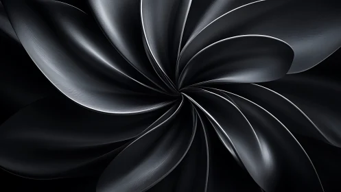 Velvet metal petals swirling into calm midnight hush.