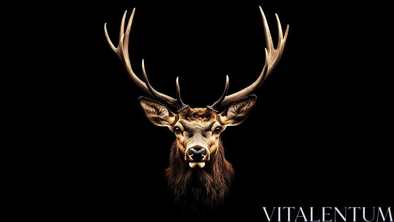Crowned in quiet firelight, the stag rules the dark void