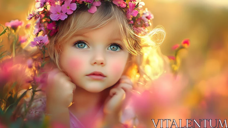 Sweet Wonder: A Child Surrounded by Summer Blooms.