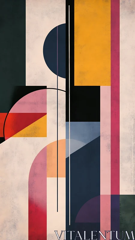 Geometric abstraction aligns arcs, planes and color fields in tension