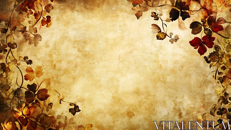 Vintage floral border frames warm textured parchment background