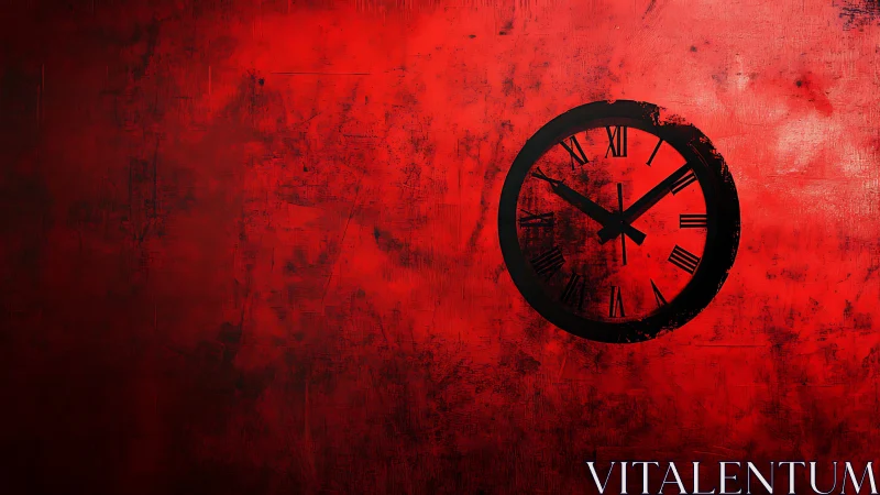 Black Roman numeral clock centered on distressed red field